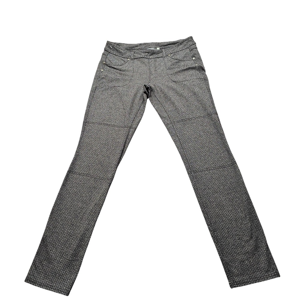 Athleta Herringbone Straight Leg Stretch Pants Womens Medium Black White Stretch